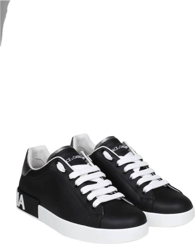 Dolce & Gabbana Zwarte Zilveren Portofino Sneakers Black Heren
