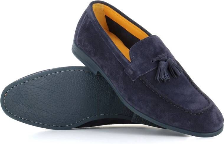 Doucal's Blauwe Suède Kwastloafers Blue Heren