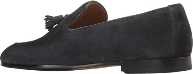 Manfield - Heren - Taupe suède loafers met kwastjes - Maat 42