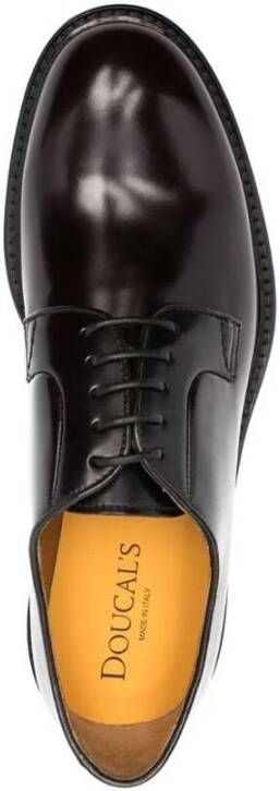 Doucal's Bordeauxrode Leren Veterschoenen met Platte Zool Brown Heren
