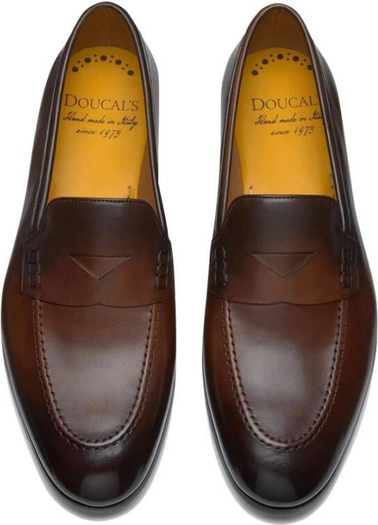 Doucal's Bruin Leren Penny Loafers Brown Heren