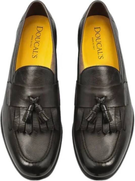 Doucal's Bruine leren loafer met franjes