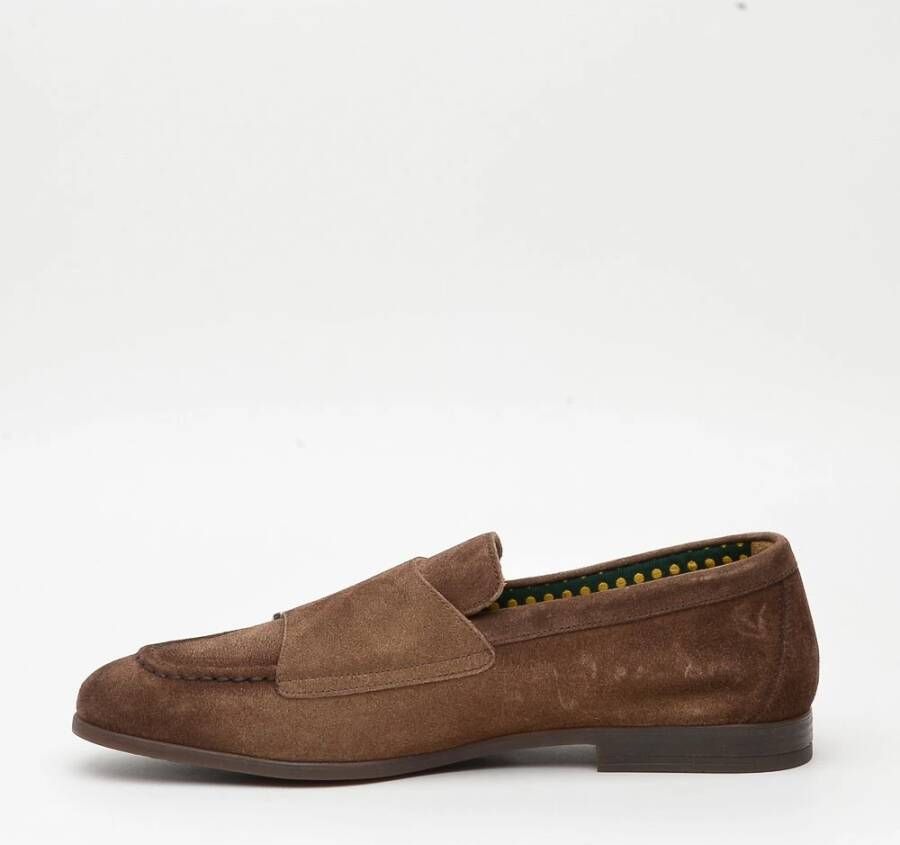 Doucal's Bruine Suède Loafer met Dubbele Gesp Brown Heren