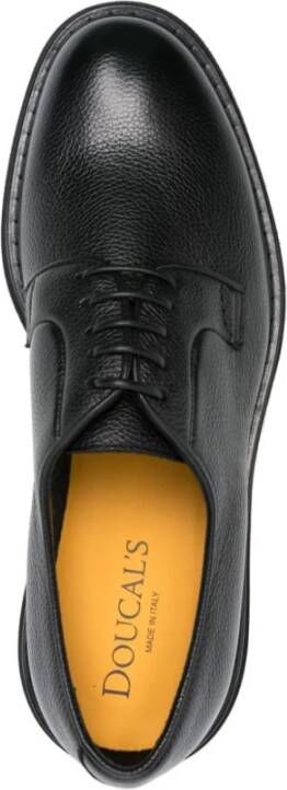 Doucal's Casual Zwarte Leren Platte Schoenen