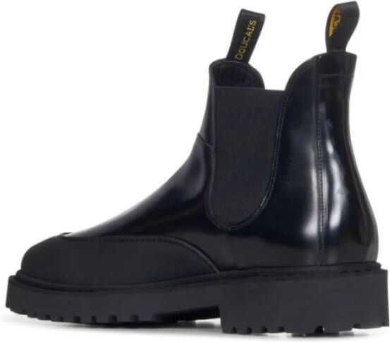 Doucal's Zwarte laarzen met amandelvormige neus en logo-linten Zwart Heren
