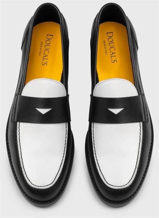 Doucal's Dames leren loafer | zwart en wit Black Dames