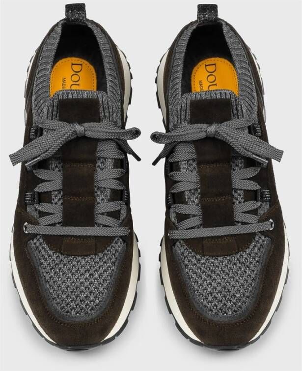Doucal's Dames leren suède en technische stof | grijs bruine sneaker Brown Dames