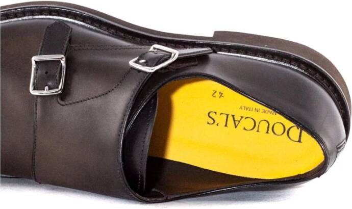 Doucal's Donkerbruine Leren Dubbele Gesp Schoenen