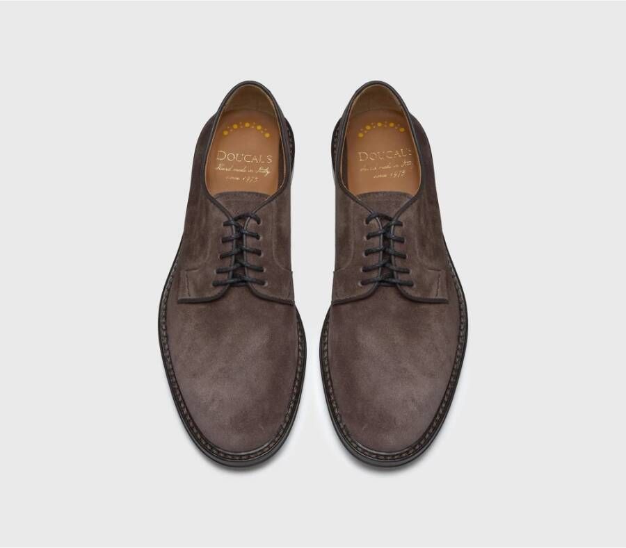 Doucal's Donkerbruine Suède Derby Schoenen Brown Heren