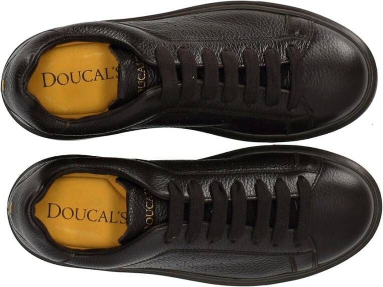 Doucal's Gehamerd Ebbenhout Leren Sneaker