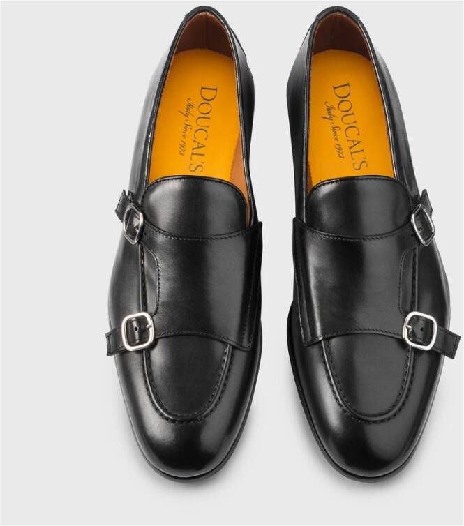 Doucal's Heren gesp loafer in leer | zwart Black Heren