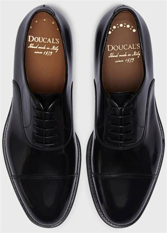 Doucal's Heren leren veterschoenen | zwart Black Heren
