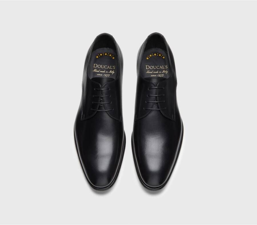 Doucal's Herens Derby veterschoenen van leer | zwart Black Heren
