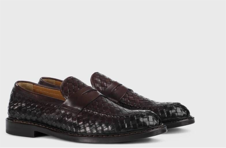 Doucal's Herensloafer van geweven leer | donkerbruin Brown Heren