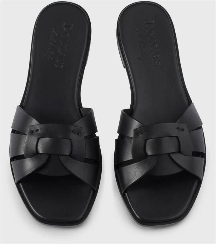 Doucal's Klieke zwarte leren sandalen Black Dames