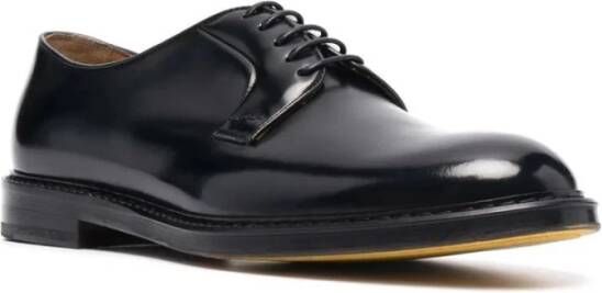 Doucal's Leren Derby Schoen Ronde Neus Glanzende Afwerking Black Heren