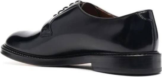 Doucal's Leren Derby Schoen Ronde Neus Glanzende Afwerking Black Heren