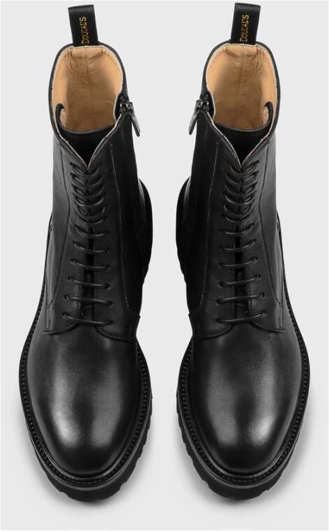 Doucal's Leren gevechtslaars voor dames | zwart Black Dames