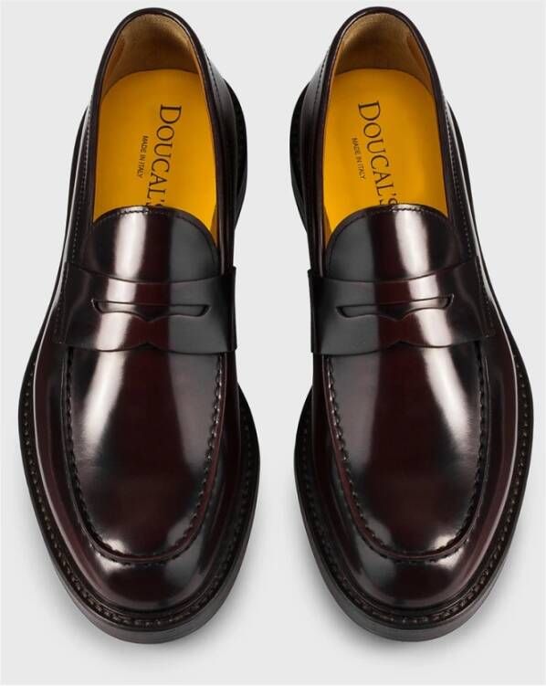 Doucal's Leren Penny loafer voor heren | burgundy Red Heren