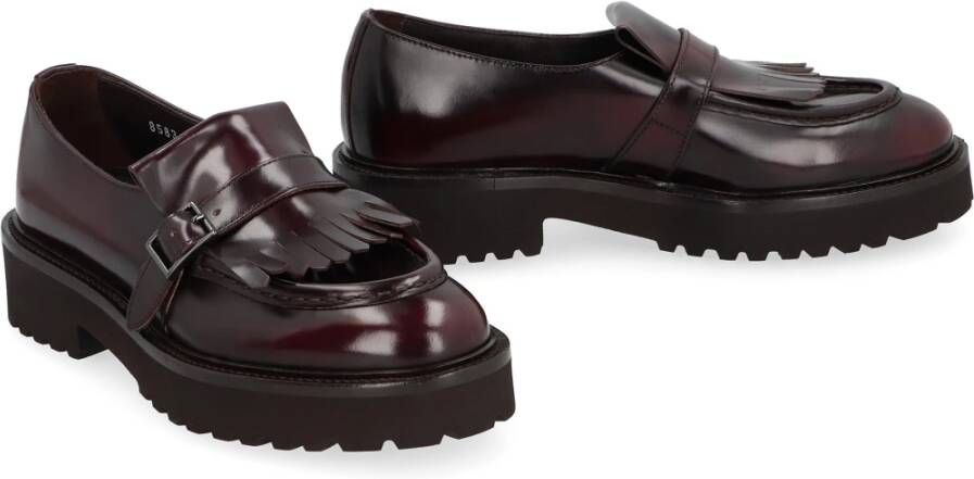 Doucal's Fringed leren loafers Ronde neus Red Dames
