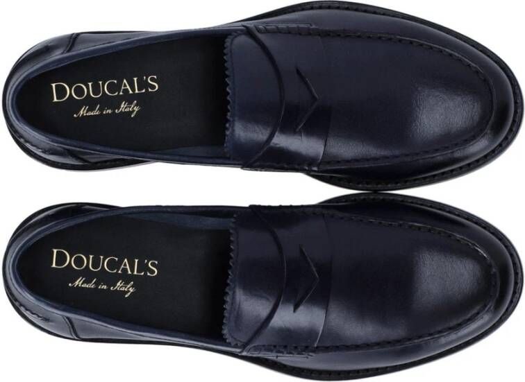 Doucal's Middernachtblauwe Leren Penny Loafer