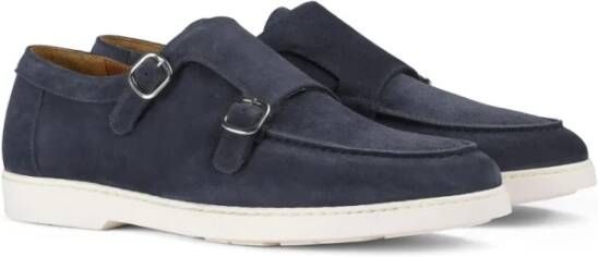 Doucal's Navy Suede Double Buckle Monk Schoenen