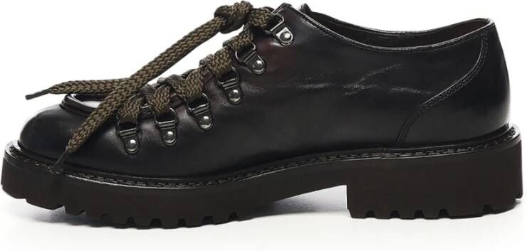 Doucal's Platte Veterschoenen van Kalfsleer Donkerbruin