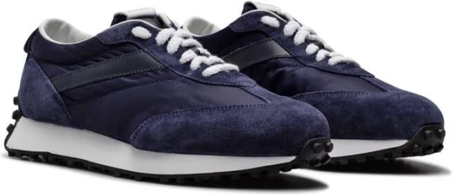 Doucal's Blauwe Leren en Stoffen Sneakers Blauw Heren