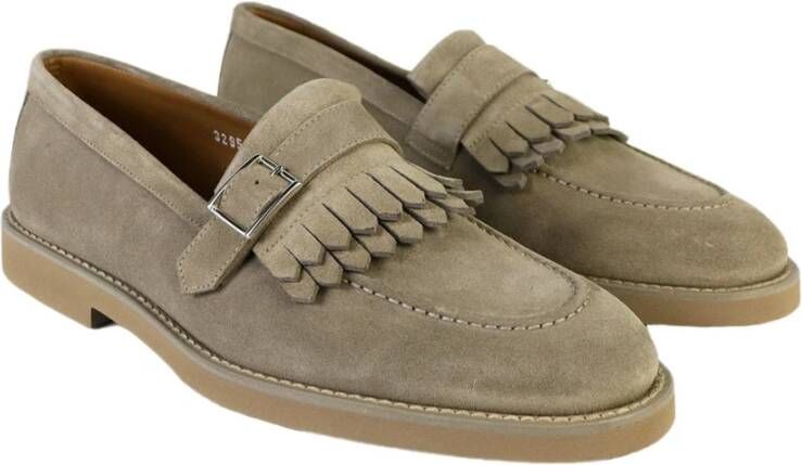 Doucal's Taupe Suède Franje Gesp Loafers Green Heren