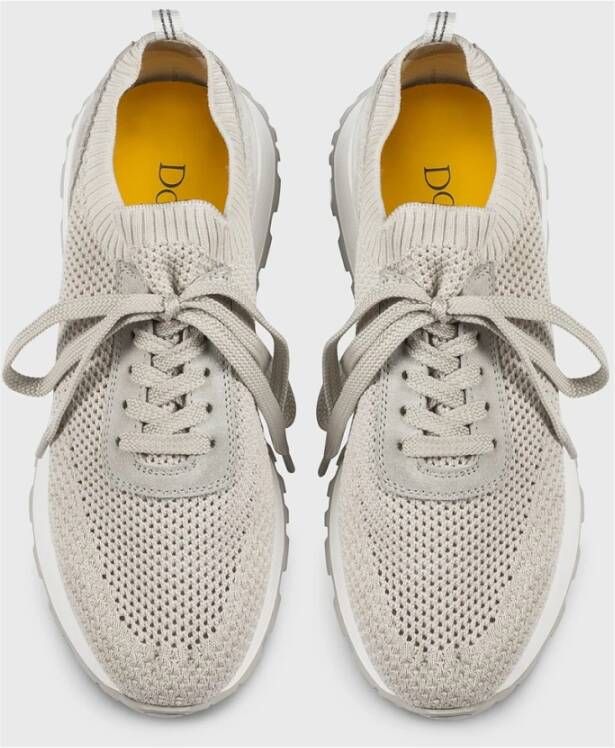 Doucal's Witte technische stof en suède sneaker voor dames | wit Gray Dames