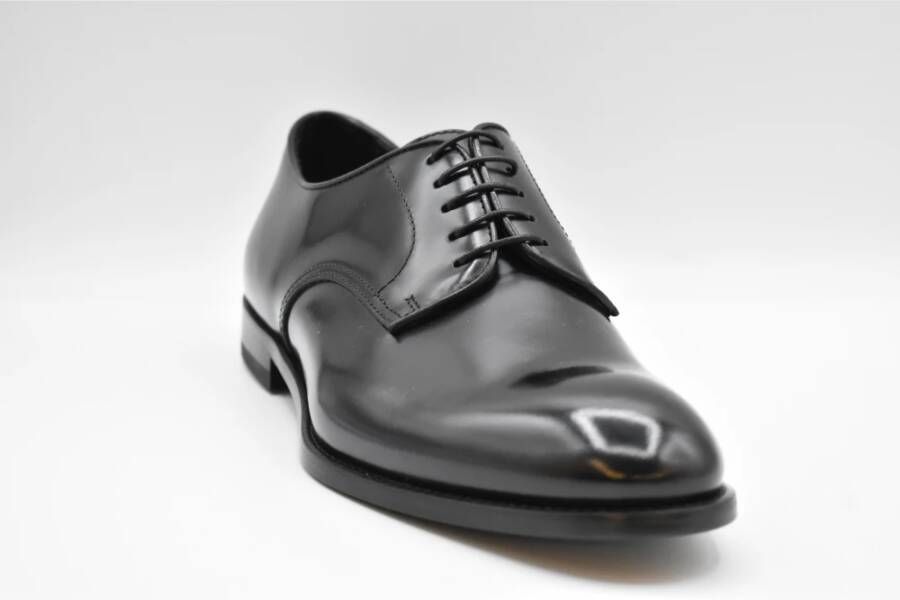 Doucal's Zwarte leren Derby schoenen Black Heren