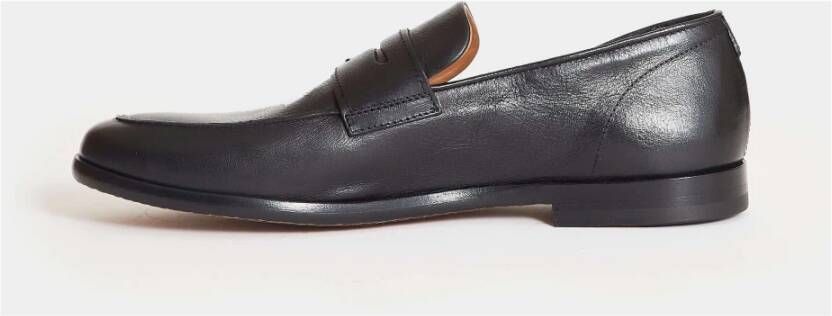 Doucal's Zwarte leren Loafer schoenen Black Heren