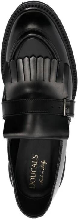 Doucal's Zwarte leren loafers met franjes