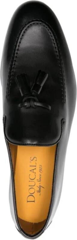 Doucal's Zwarte Leren Loafers met Kwast Detail Black Heren