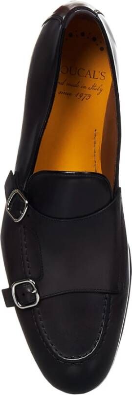 Doucal's Zwarte Leren Monk Strap Loafers Black Heren