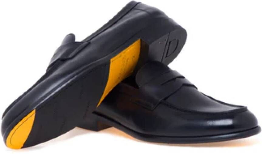 Doucal's Zwarte Leren Penny Loafer Schoenen