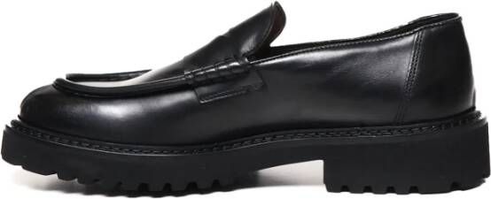 Doucal's Zwarte leren Penny Loafers