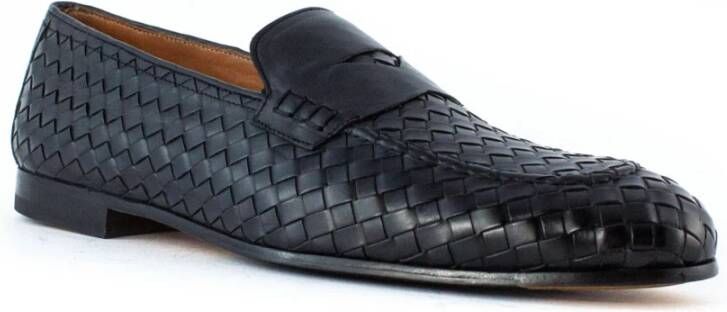 Doucal's Zwarte Leren Penny Loafers Black Heren