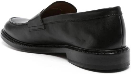 Doucal's Zwarte Leren Penny Loafers Slippers