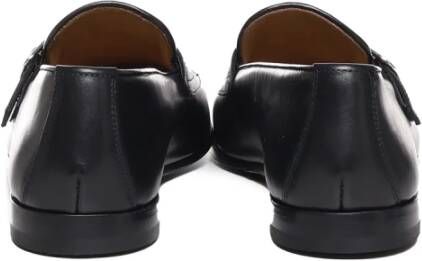 Doucal's Zwarte leren platte schoenen Black Heren