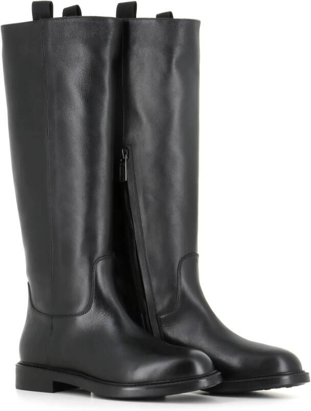 Doucal's Zwarte leren ritslaarzen Black Dames