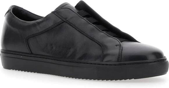Doucal's Zwarte Leren Slip-On Sneakers Black Heren