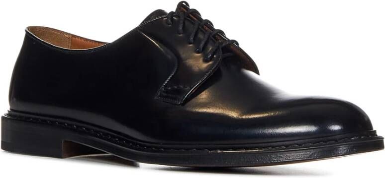 Doucal's Zwarte Leren Veterschoenen Aw23 Black Heren