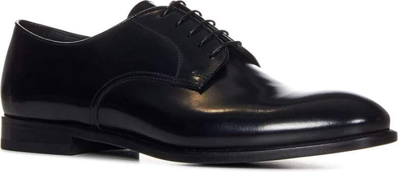 Doucal's Zwarte Leren Veterschoenen Black Heren