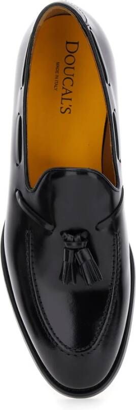 Doucal's Zwarte Tassel Moc Platte Schoenen Black Heren