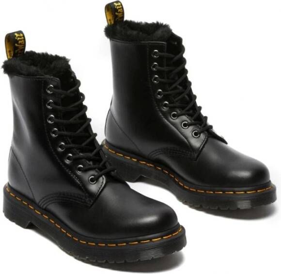 Dr. Martens 1460 Serena Gevoerde Laarzen met Nepbont Black Dames