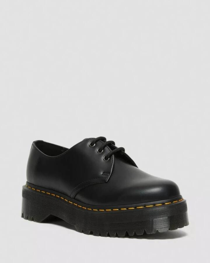 Dr. Martens 1461 Quad Smooth Leather Platform Schoenen Zwart Gepolijst Glad Black Dames