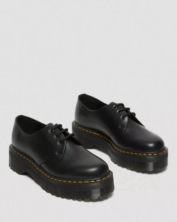 Dr. Martens 1461 Quad Smooth Leather Platform Schoenen Zwart Gepolijst Glad Black Dames