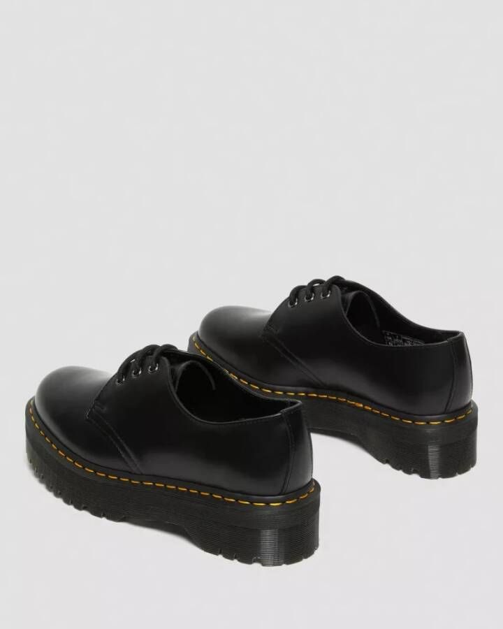 Dr. Martens 1461 Quad Smooth Leather Platform Schoenen Zwart Gepolijst Glad Black Dames