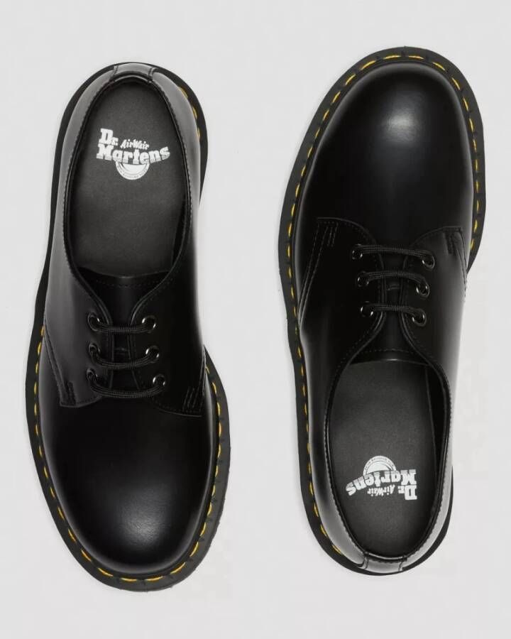 Dr. Martens 1461 Quad Smooth Leather Platform Schoenen Zwart Gepolijst Glad Black Dames